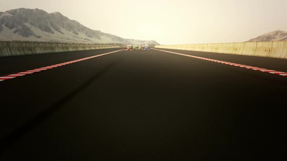 Endless animation of Formula 1 high-speed racing. Infinite circuit. Loopable. HD