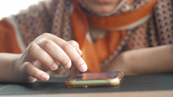 Close Up of Women Hand Holding Smart Phone