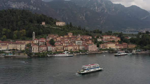 Aerial of beautiful skyline of Bellagio, a beautiful city on the shores of Lake Como