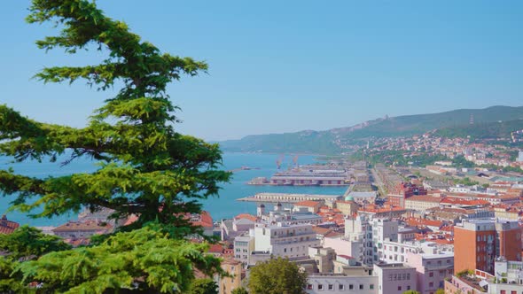 Impressive View of Ancient Town Near Sea and Mountains