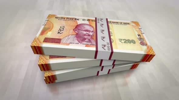 Indian rupee money banknote pile packs