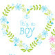 Baby Boy and Girl Floral Heart Frames Set - GraphicRiver Item for Sale