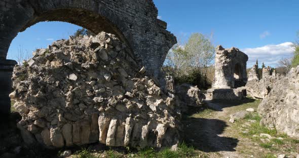 Barbegal aqueduct, Roman ruins in Fontvielle, Provence, Southern France