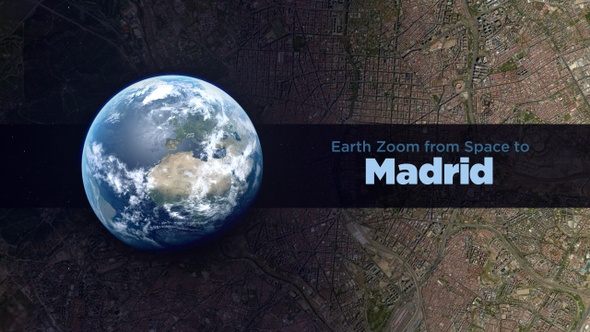 Madrid (Spain) Earth Zoom to the City from Space