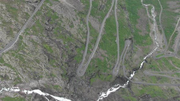 Flying high above Trollstigen Road in Norway, Europe