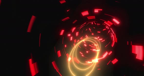 Tunnel with red and yellow lights moving in a seamless loop alt