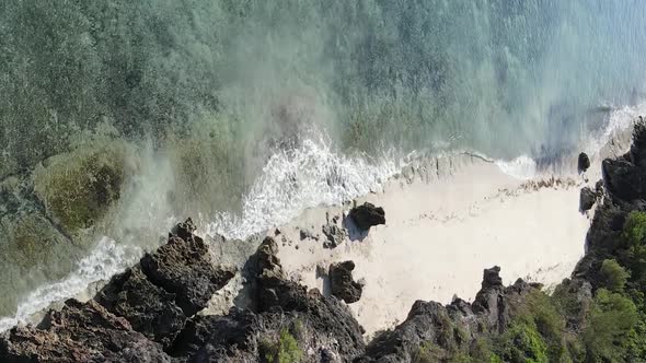 Vertical Video Empty Beach on Zanzibar Island Tanzania Aerial View