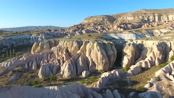 Hoodoos, Fairy Chimneys and Sedimentary Volcanic Rock Formations in Valley, Cappadocia Turkey