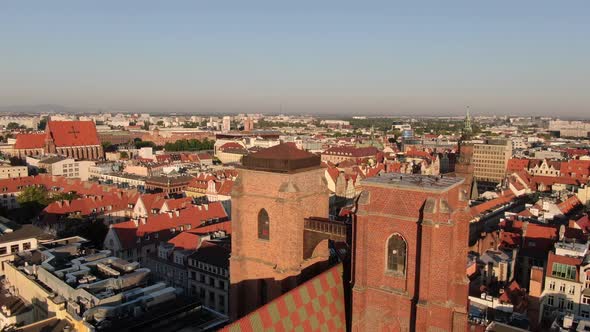 Aerial view of St Mary Magdalene Church in Wroclaw, Poland