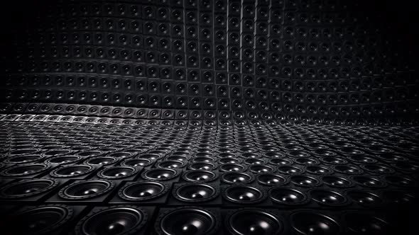 Shiny Black Random Tiled Speakers Waving Seamless Loop