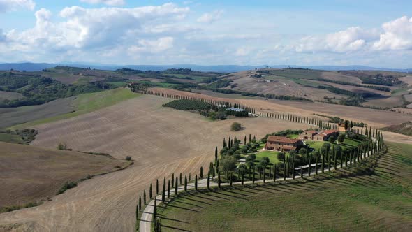 Tuscany Rural Landscape with House Cypress Road and Hills