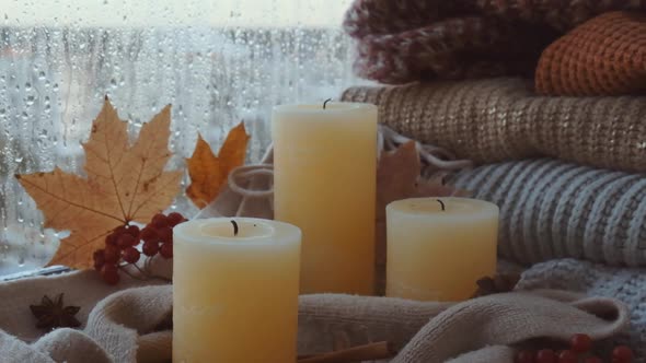 Thanksgiving and Hello Fall Celebrating Autumn Holidays at Cozy Home on the Windowsill Slow Motion