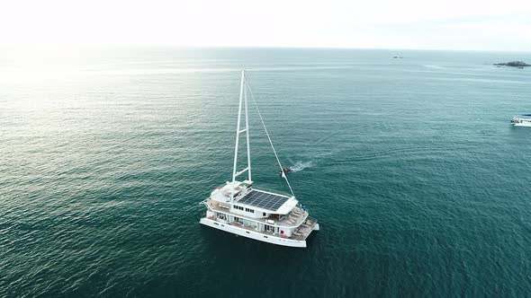 Large Yacht With Solar Panel Roof