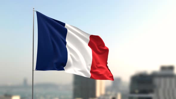 Flag FranceFlag of France waving in the sky