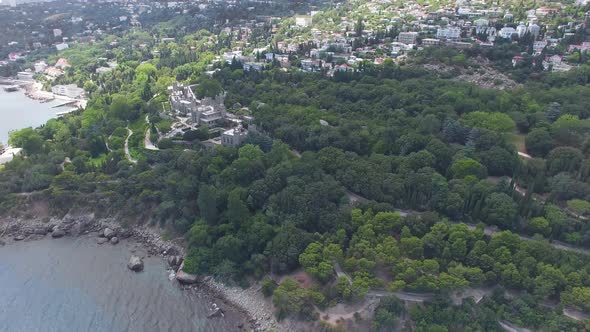 Flight Over the Castle By the Sea on a Sunny Day