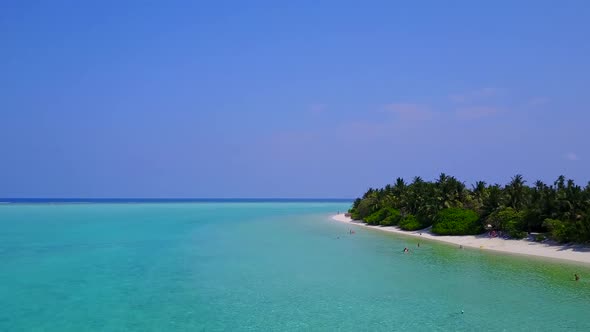 Drone abstract of lagoon beach voyage by blue lagoon with sand background