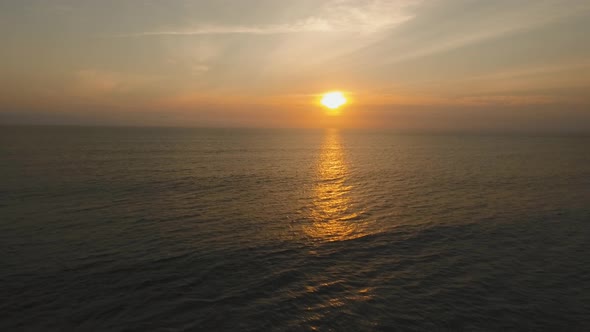 Water Surface Aerial View at Sunset