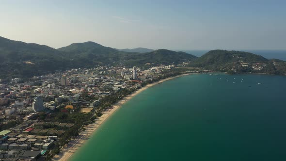 Top View of Clear Azure Blue Transparent Sea with White Sand