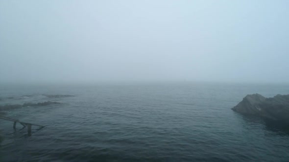 Foggy Sea, Maritime Weather Theme, Ocean Covered by Dense Fog