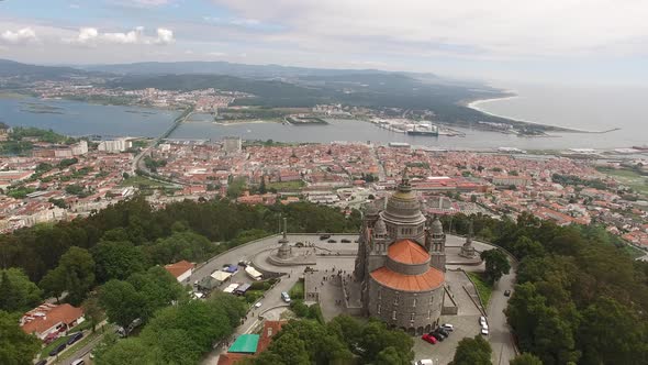 Catholic Church with City on the Background