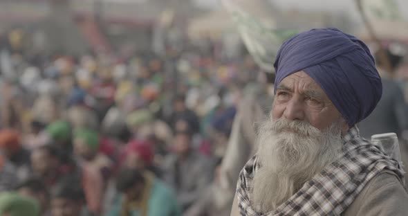 Old Farmer protesting at farmers protest in India