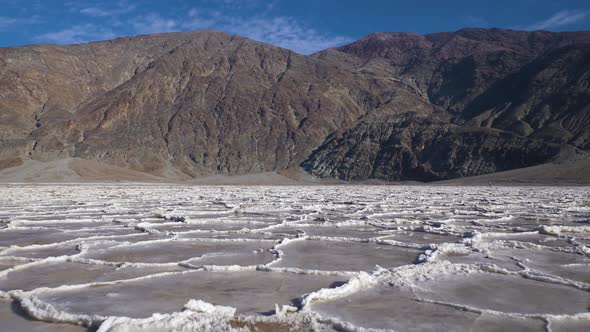 Badwater Basin at Sunny Day. Death Valley. California, USA. Aerial View