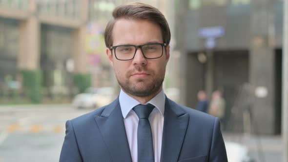 Portrait of Businessman Looking at Camera while Standing in Street