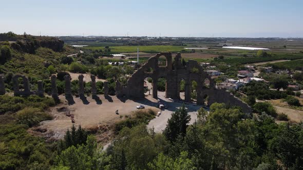 Aqueduct in Greenery Drone Shot