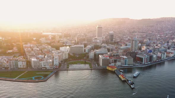 Aerial View of City By the Sea in the Morning