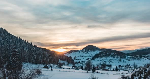 Sunrise over the mountains in Fundata, Romania