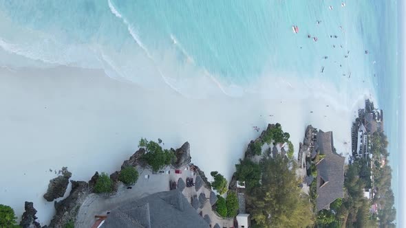 Vertical Video of the Coast of Zanzibar Island Tanzania Slow Motion