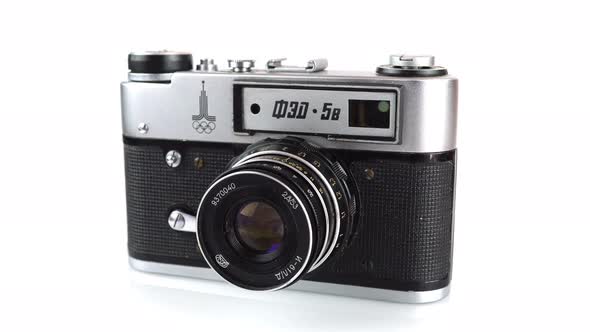 Rotating Film Soviet Rangefinder Camera. 