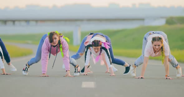 Street Dancing on the Road Synchronized Movement