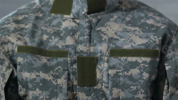 Army Written on Paper in Hands of Male Soldier, Military Forces, Closeup