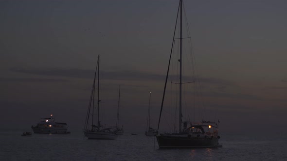 Many Yachts in a Bay on Formentera Island