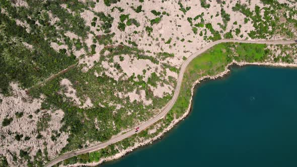 Aerial View on Road in Mediterranean City