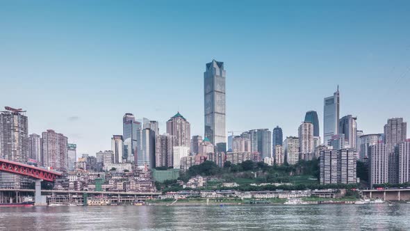 Time lapse of Modern metropolis skyline , Chongqing, China