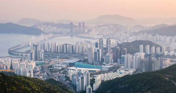 Busan, South Korea Aerial View Timelapse