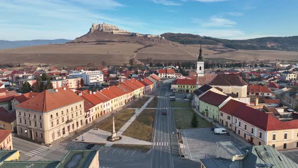 Aerial view of the town of Spisske Podhradie in Slovakia