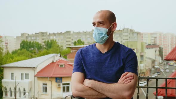 Sad Man with Disposable Mask