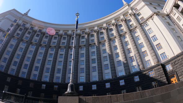 Government Building of Ukraine in Kyiv  Cabinet of Ministers Slow Motion