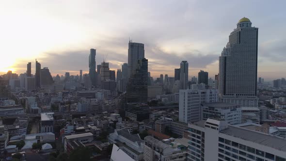 4k Aerial city view of Bangkok dowtnown, Flying over Bangkok, Thailand.