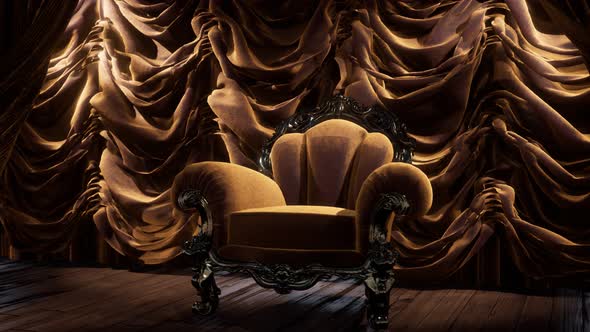 Luxurious Theater Curtain Stage with Chair alt