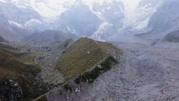 Aerial View of Belvedere Glacier Rock Wall Discovered By Ice Melting