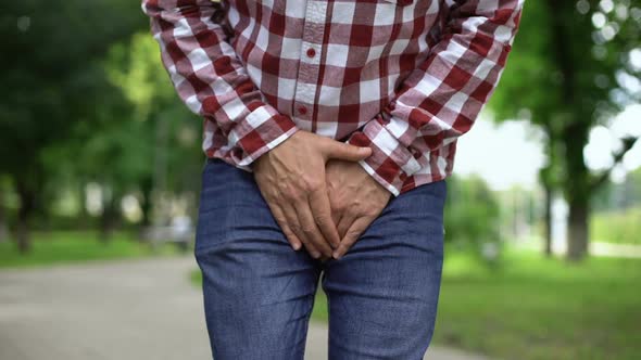 Man Suffering From Prostatitis, Interstitial Cystitis, Urinary Bladder Disease