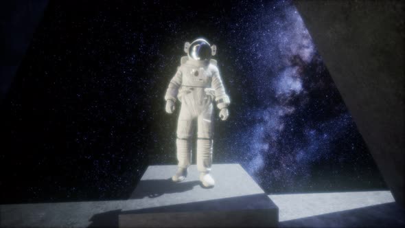 Astronaut on Space Base in Deep Space