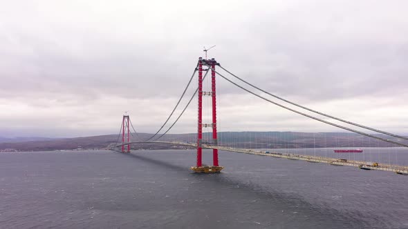 1915 Canakkale Bridge Aerial View in Canakkale Turkey