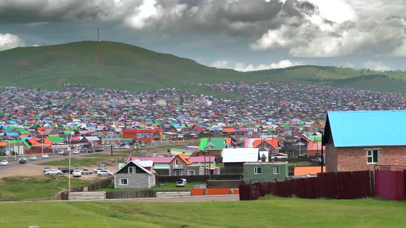 City Landscape of Colorful Houses in Mongolia