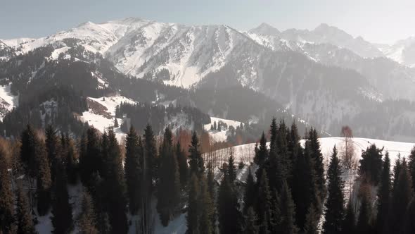 Aerial Landscape of Beautiful Winter Mountains