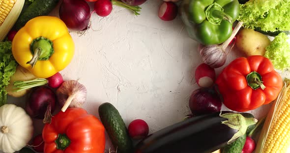 Circle of Colorful Vegetables Mix